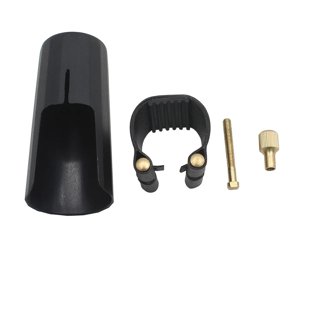 Saxophone Mouthpiece Ligature Fastener Clip Alto Tenor Soprano Sax Leather Cover Clamp ABS Cap Woodwind Instrument Accessories