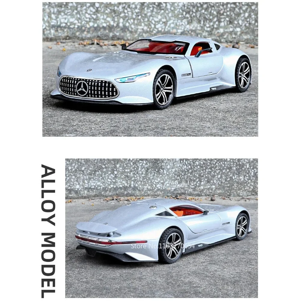 1/24 VISION GT Auto Modello Giocattolo Pressofuso In Lega Auto Sportive Porte Aperta Suono Luce Tirare Indietro Pneumatico di Gomma Giocattoli Regalo Di Compleanno per Il Capretto