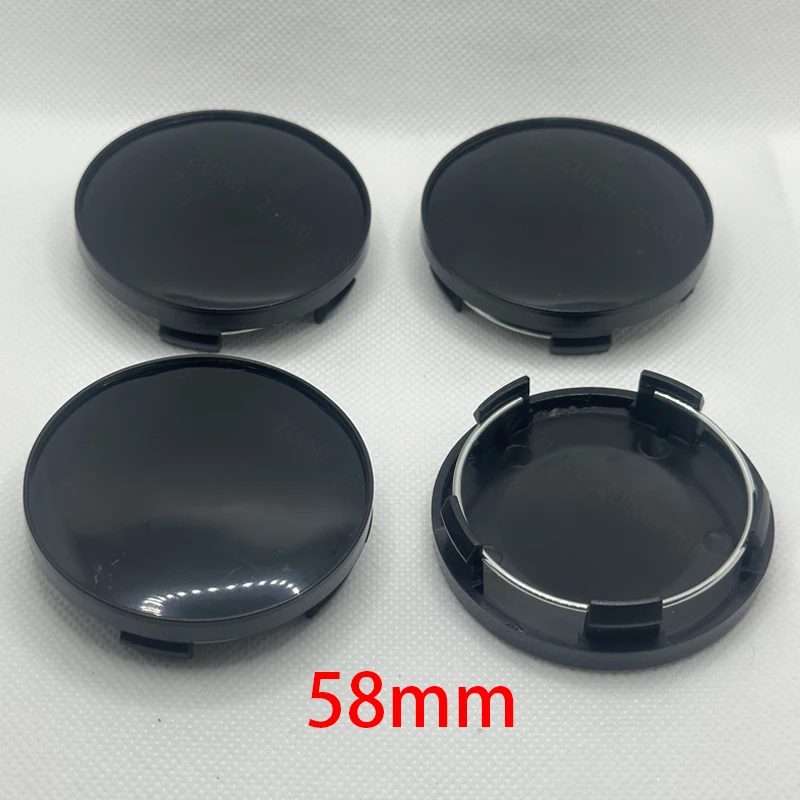 4Pcs/Set 58mm Car Wheel Center Caps Car Rim Hubcap Cover Black Silver ABS Hubcap Dust-proof Covers Car Modification Accessories