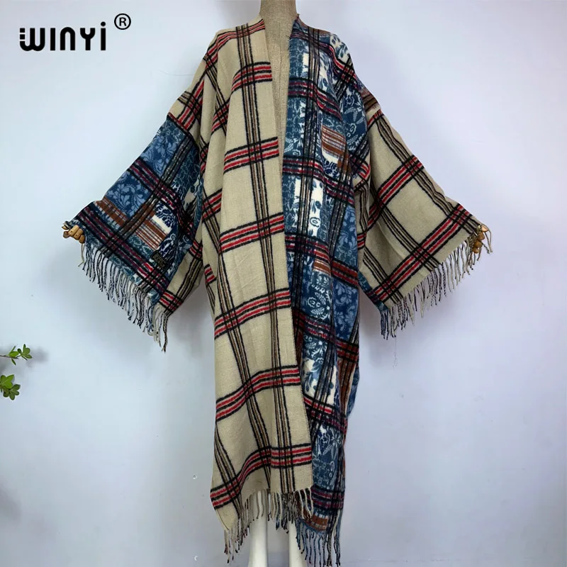 WINYI 2023 Winter Women High Quality Luxury Long Fur Coat elegant comfortable print coat Loose Female longue Thick Warm kimono