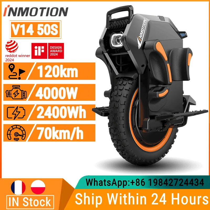 EU In Stock INMOTION Adventure V14 50S Electric Unicycle 134V 2400Wh Peak Power 9000W 70km/h MAX Speed 120km Range Kickscooter