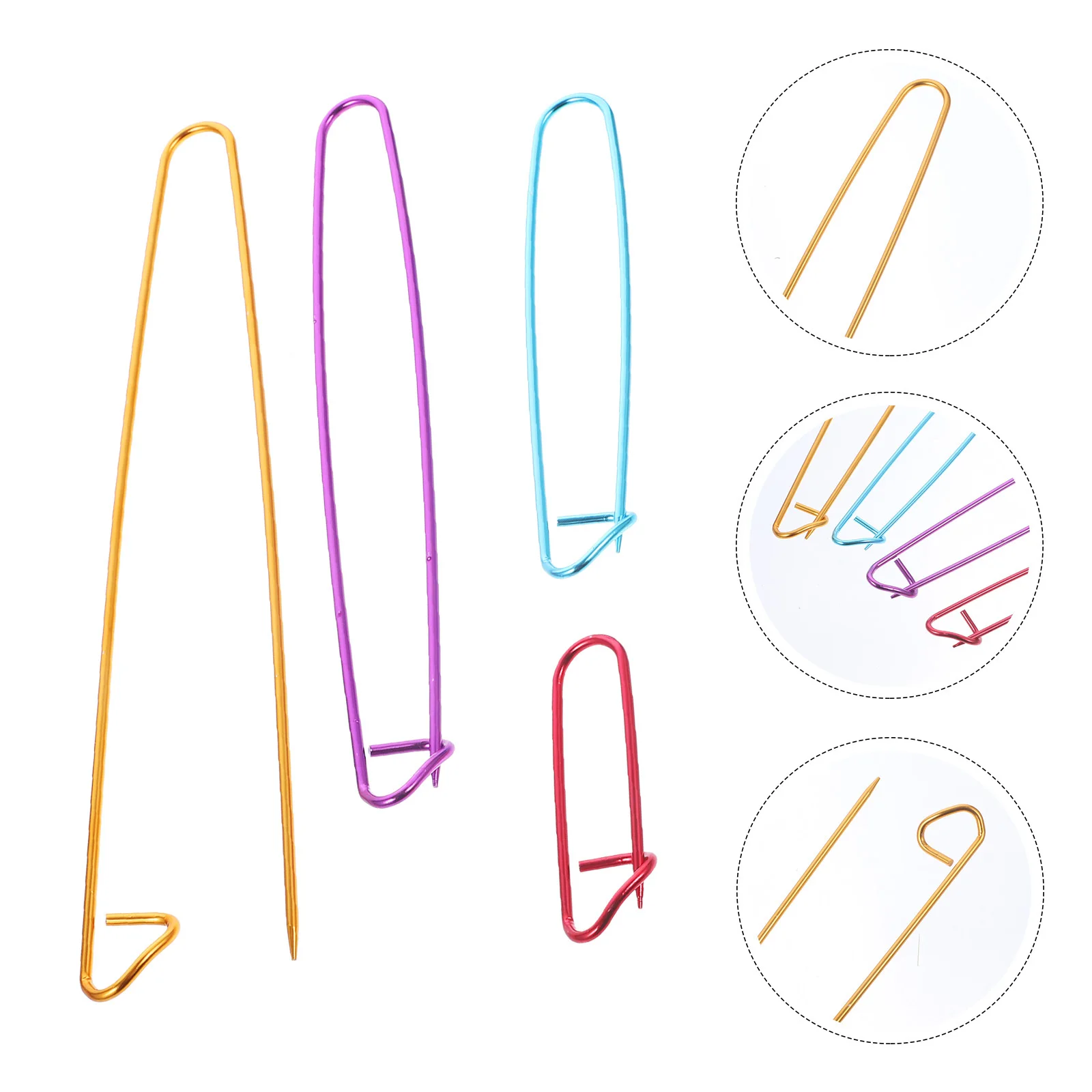 12 قطعة أصحاب غرزة الغزل مجموعة الكروشيه إبرة حياكة الألومنيوم السلامة 6 سنتيمتر 12 سنتيمتر 17 سنتيمتر 20 سنتيمتر غرزة أصحاب الكروشيه دبابيس الأمان