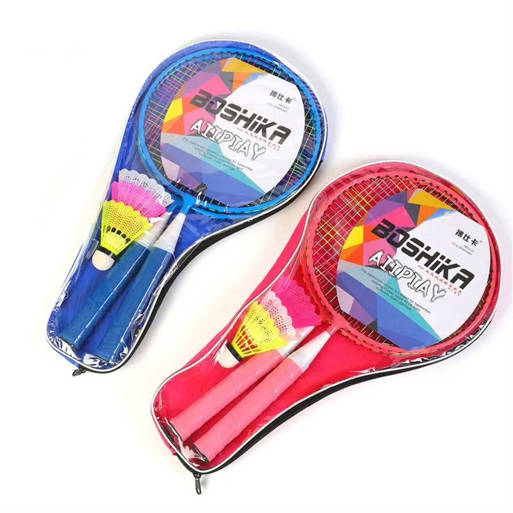 

Outdoor Sports with 3 Balls Children Badminton Rackets Iron Alloy Shuttlecock Kids Badminton Set Pink Blue Kids Toy Family Game