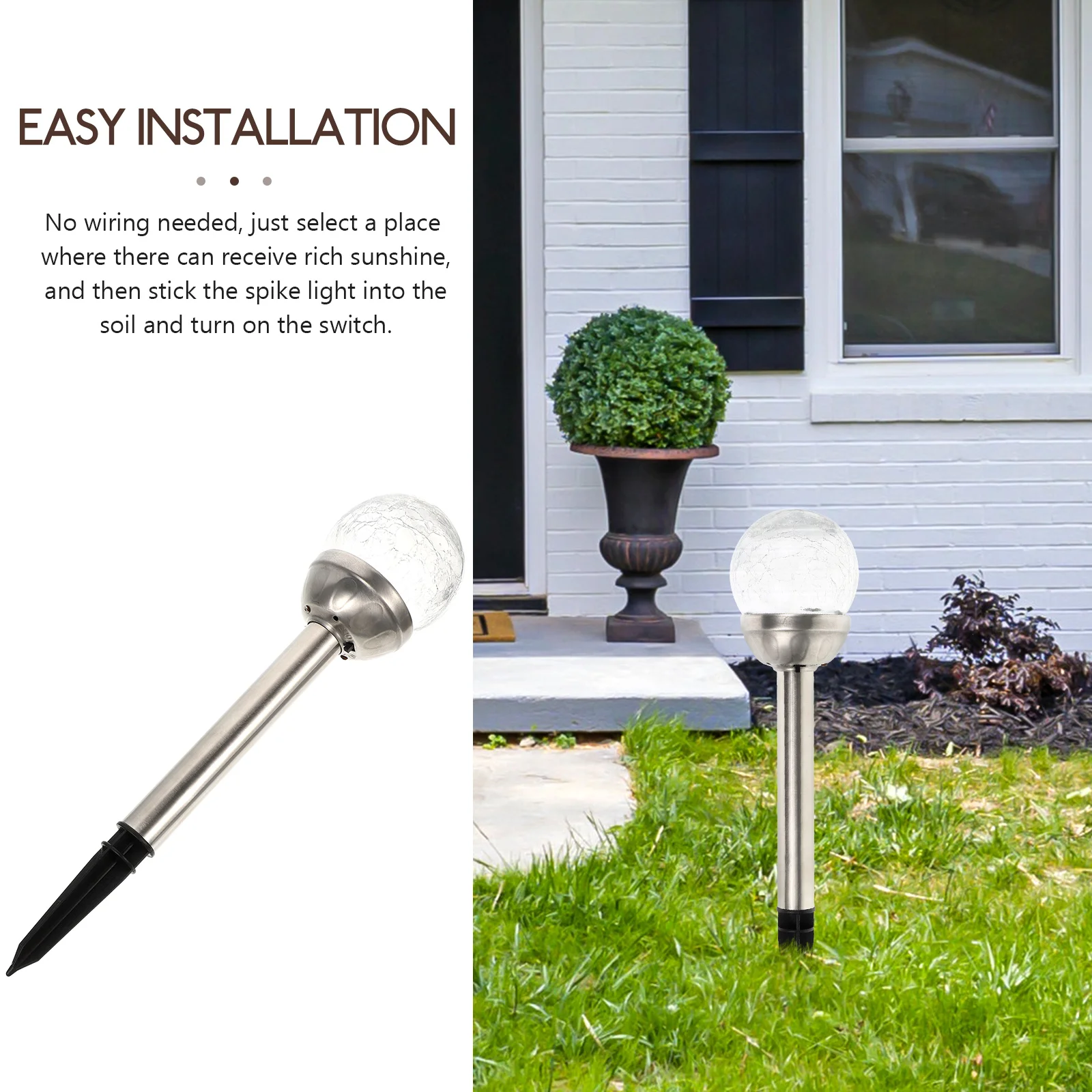 

Solar LED Glass Ball Light Outdoor Garden Yard Pathway Driveway IP65 Waterproof 300mAh Lighting Cracked Design Solar