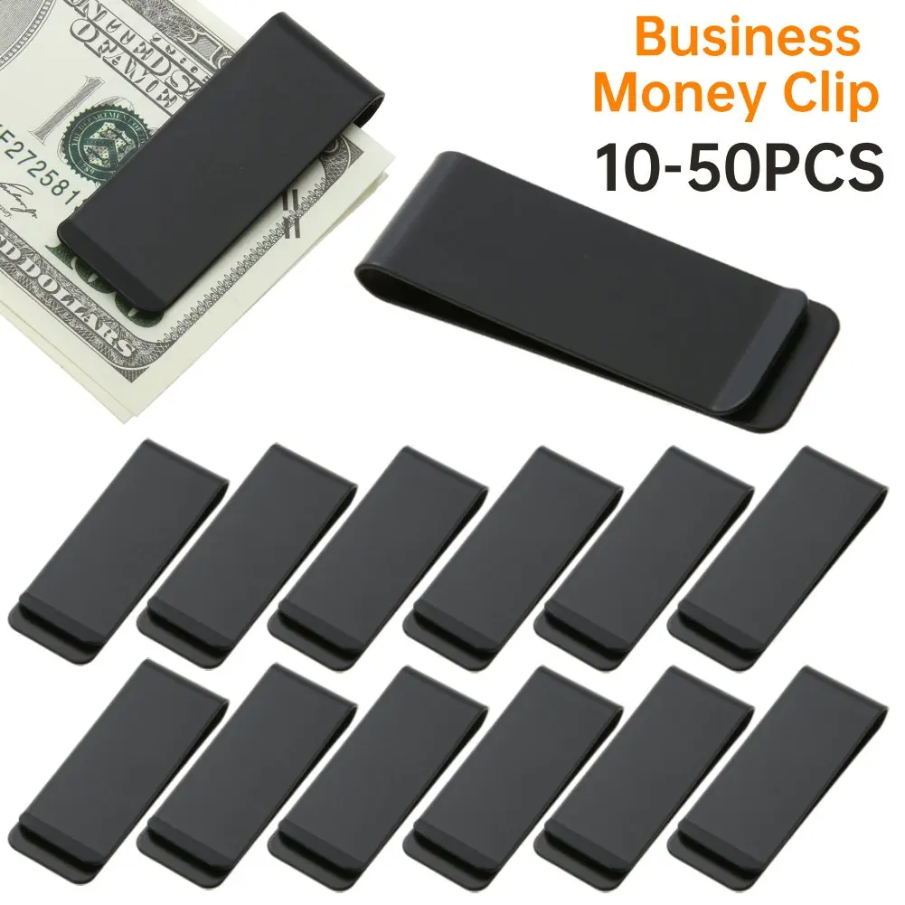 10-50pcs Stainless Steel Slim Pocket Men Design Money Clip Wallet Cash ID Credit Card Business Dollar Holder Metal Bill Clamp