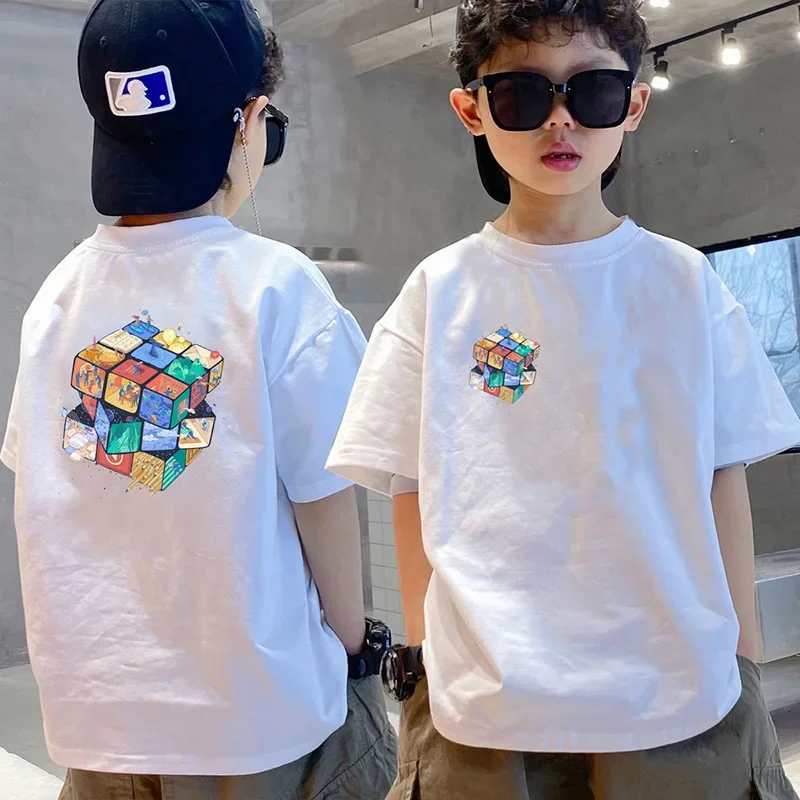 Boys Summer T-shirt 2023 New Style Casual Crew Neck Breathable Thin Half Sleeve Versatileloose-fit Youth Clothing