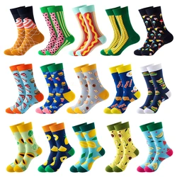 Uomo donna calzini divertenti in cotone moda Hip Hop Harajuku frutta cibo Avocado limone Hamburger pizza Bacon Happy Casual Crew Socks