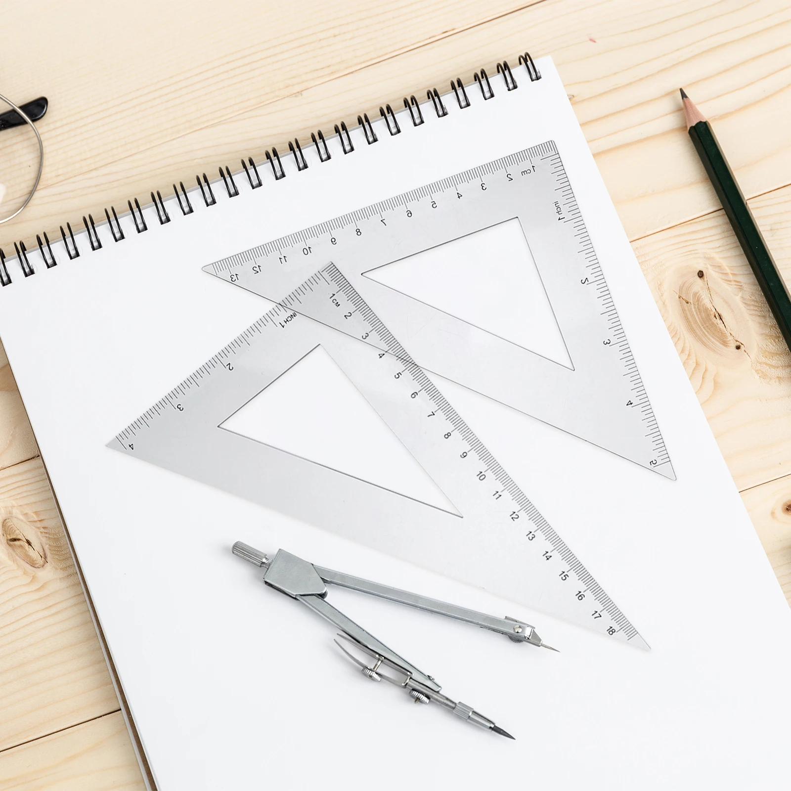 

2 Sets Geometry Set Triangle Ruler Protractor Measuring Tool Math Tool For Students Engineers Architects