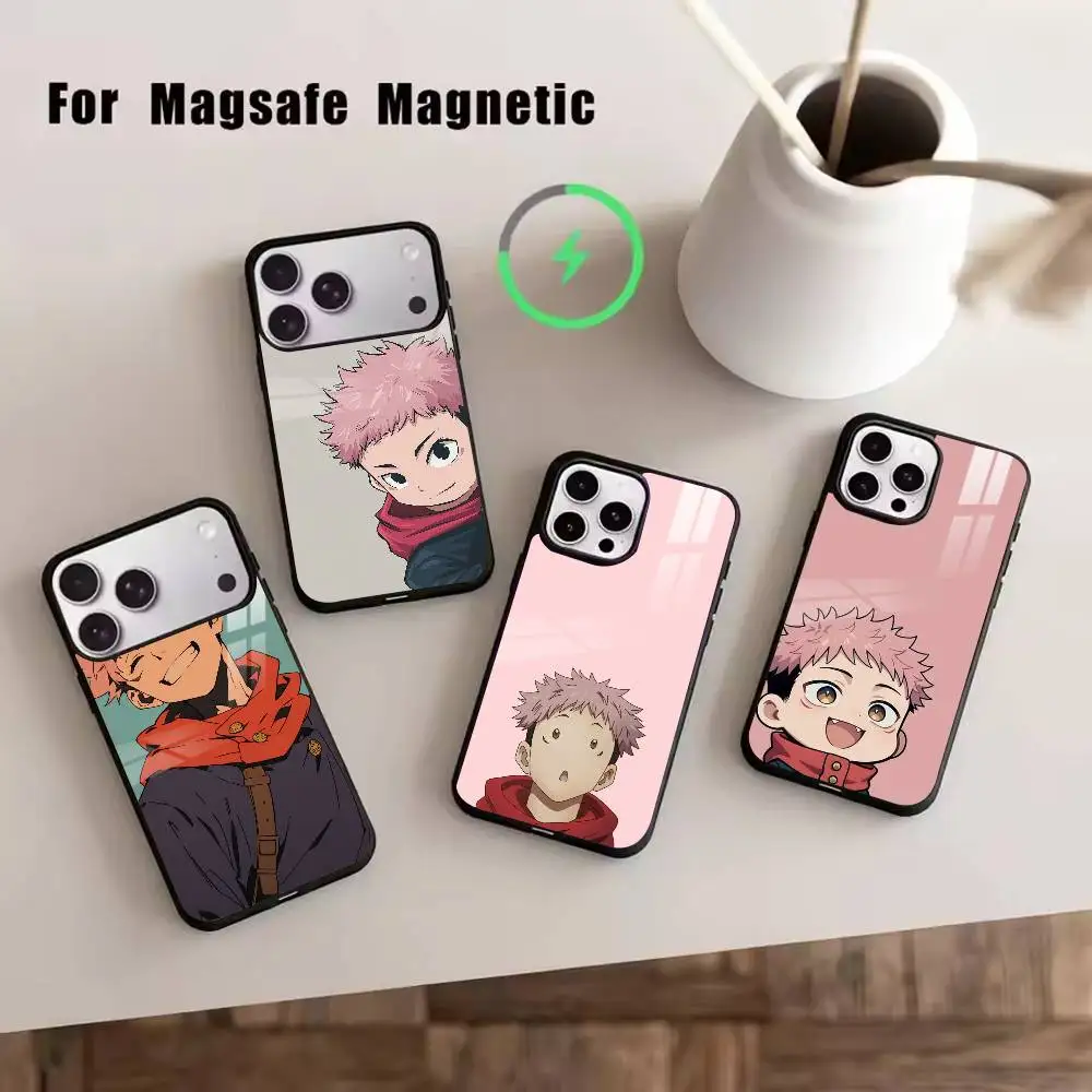 

YY-Yuji Itadori Cute Phone Case For iPhone17,16,15,14,13,12,11 Plus,Pro Magnetic with Magsafe Wireless Charging