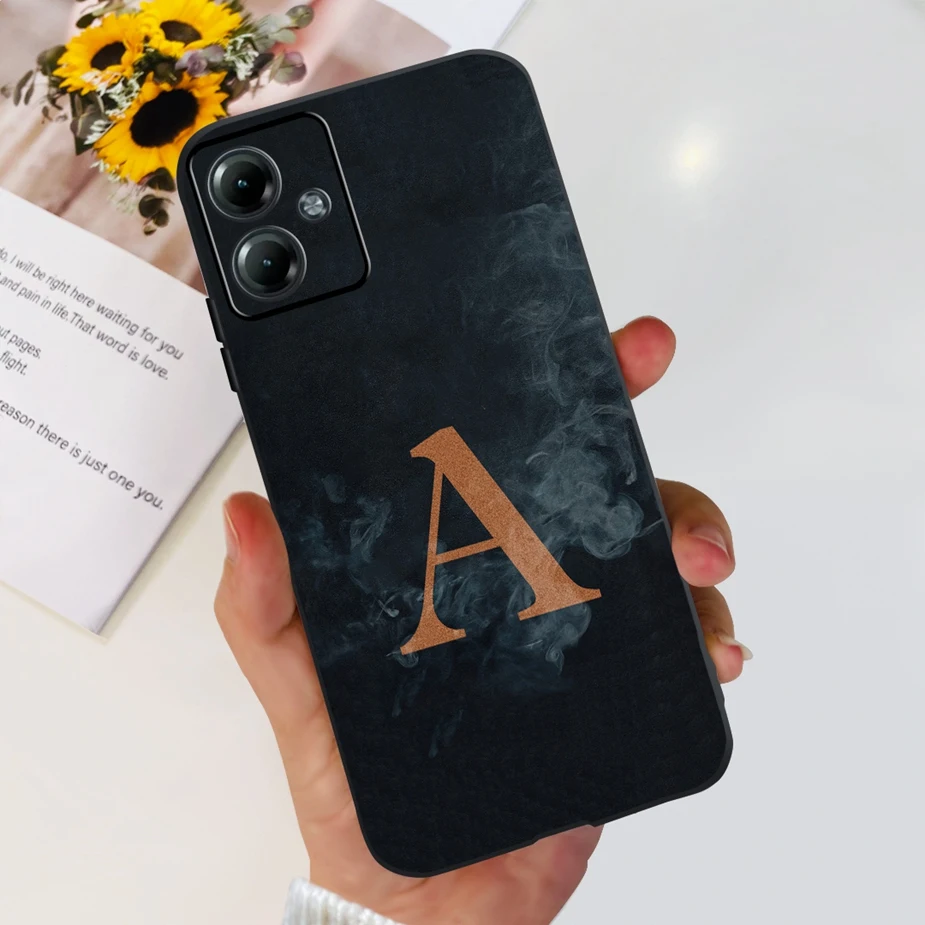 For Motorola Moto G14 Case 6.5'' Cute A-Z Letters Cover Soft Silicone TPU Phone Case For Moto G14 G 14 MotoG14 Back Cover Fundas