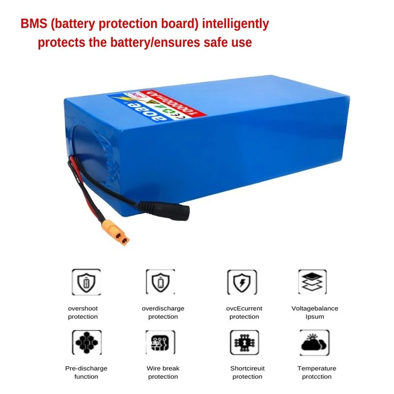 100% 18650원래 48V 100Ah 13s6p 리튬 배터리 팩 48v 100000mAh 2000W Citycoco 전동 스쿠터 배터리 50A BMS 내장