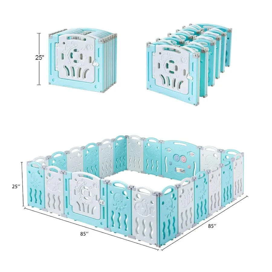 22 لوحة مركز لعب آمن، ساحة روضة أطفال، مركز أنشطة داخلي أو خارجي، ساحة لعب محمولة مع بوابة للأطفال الرضع #6