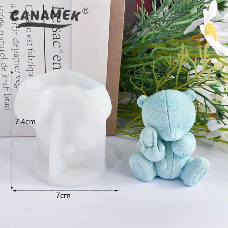 Sitting Position Toy Bear Silicone Candle Molds For Handmade Scented Candle Plaster Cute Bear Injection Mould Home Decor