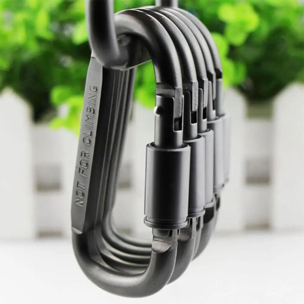 1 Pcs New Hot Practical Black D Shaped Aluminum Alloy Carabiner Hook Keychain Climbing Equipment Karabiner Mosqueton