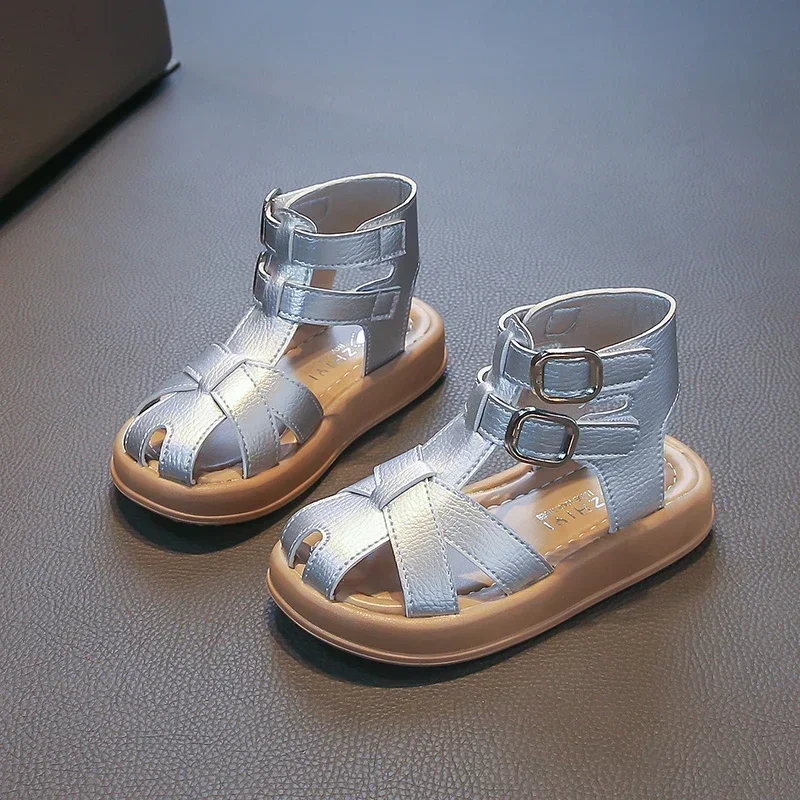 Sandales romaines d'été pour filles, chaussures de plage de princesse confortables et polyvalentes à fond souple, mode coréenne, nouvelle collection 2025