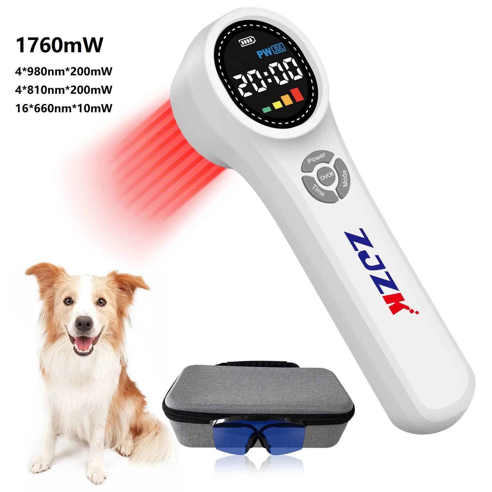 Professional 1760mW 24 Diodes 980nm 810nm 660nm Medical Level Cold Laser Physiotherapy Healing Laser for Pets 4X810nm Therapy