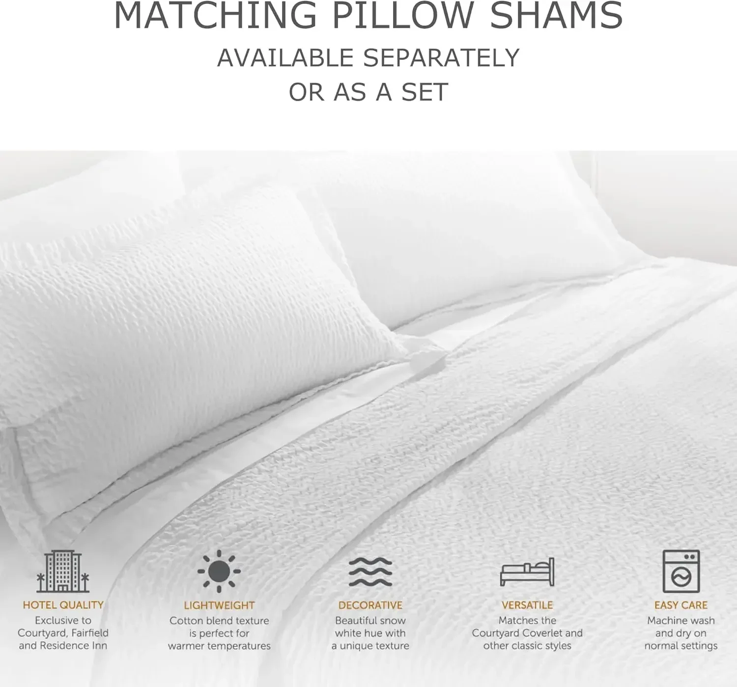 by Marriott Textured Coverlet - Lightweight Coverlet with Wash-Activated Ripple Texture Exclusively for Courtyard - Wh