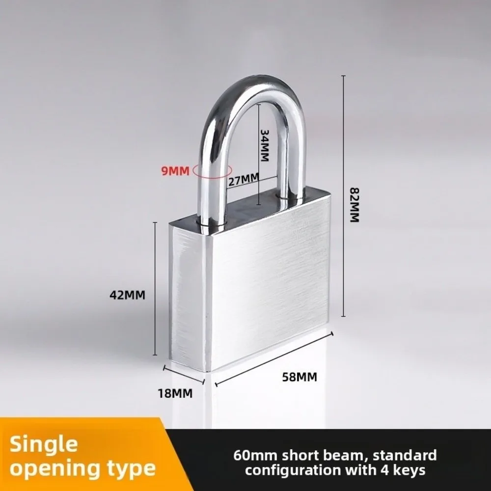 

304 Stainless Steel Door Lock Padlock with 4 Keys Heavy Duty Antirust Street Lock Waterproof Silver Anti-pick Locks