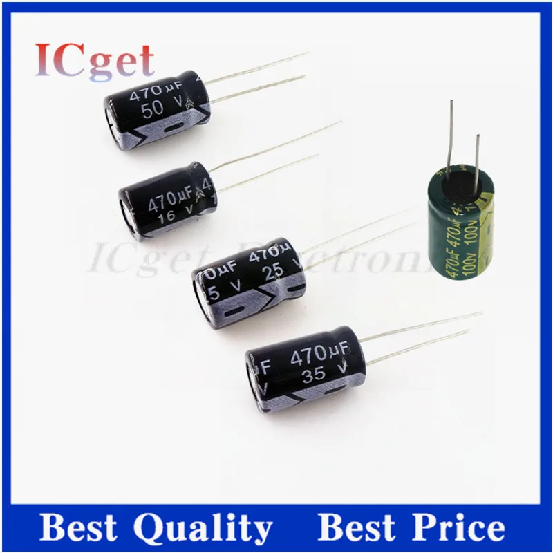 10PCS 470UF 35V 16V/25V/35V/50V/63V/100V 470UF Aluminum electrolytic capacitor