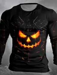 Reaper Designer Retro Vintage Męska koszulka z nadrukiem 3D Tee Street Casual Daily Halloween Długi rękaw Crew Neck Odzież Odzież