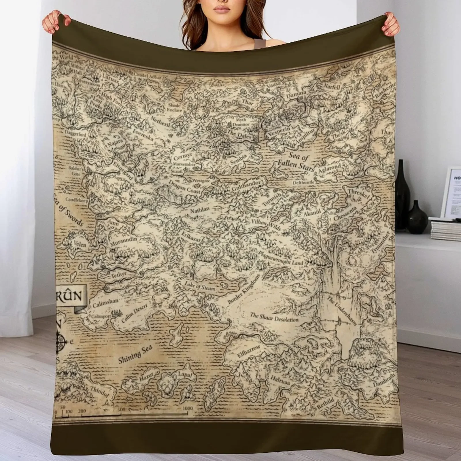 

Annotated Map Of Faerun Throw Blanket manga Travel funny gift Thin Blankets