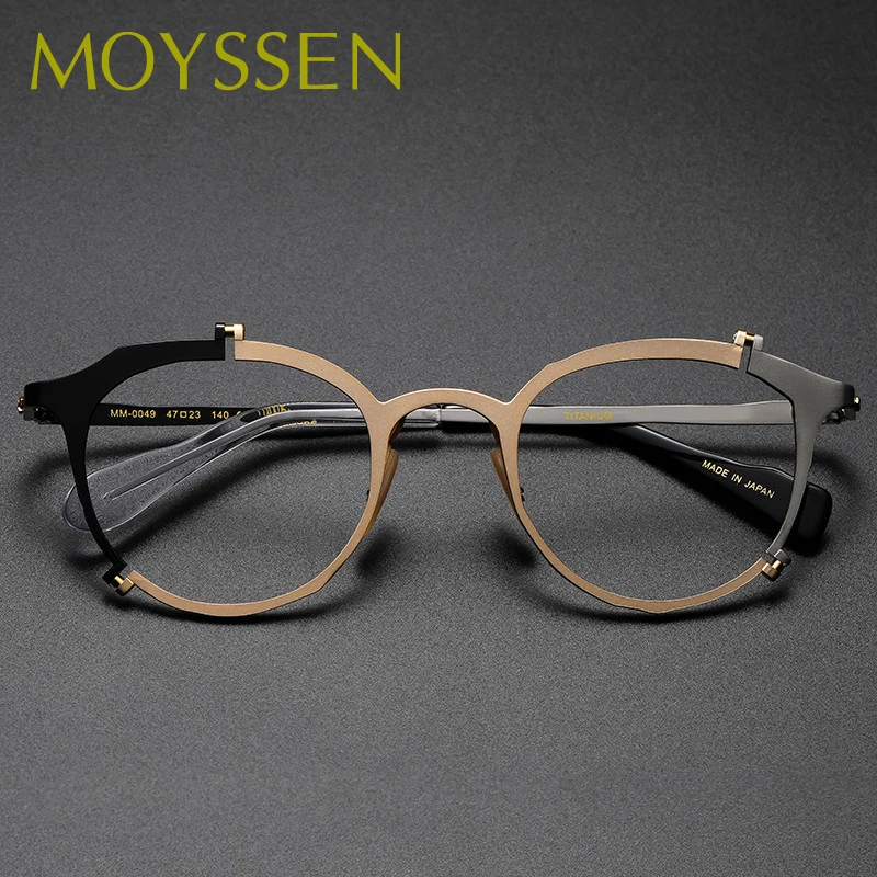 2022 Japan Luxury Brand Designer Patchwork Irregular Titanium Frame Glasses Vintage Individual Literary Round Optical Eyeglasses