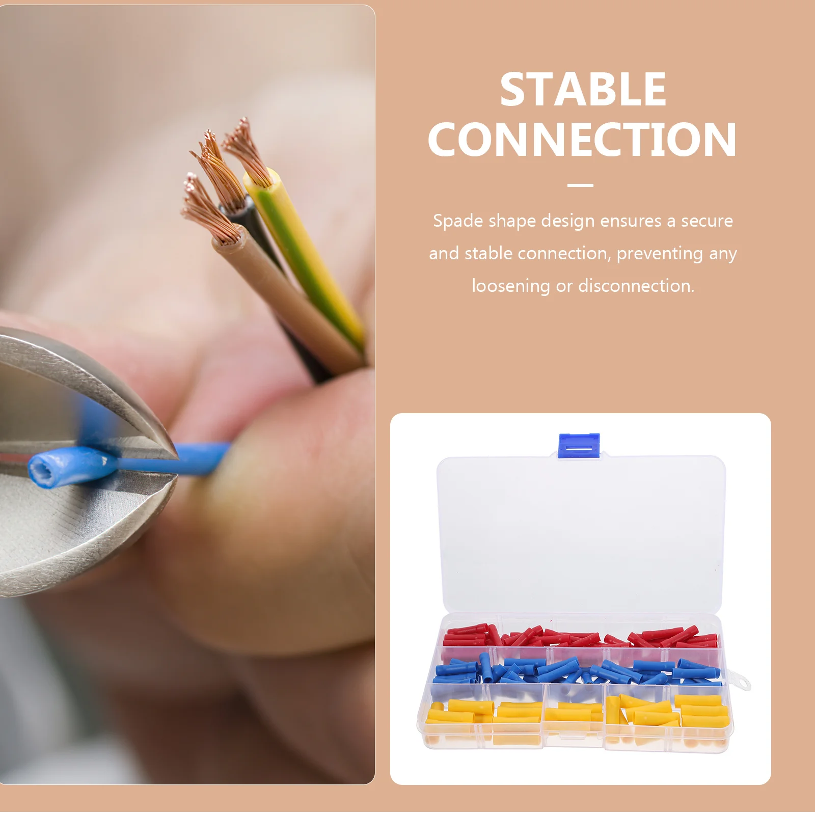

120Pcs Insulated Terminal Block Kit Butt Splice Heat Shrink Wire Crimp Connectors Cold Press Electrical Wire Connector for Auto