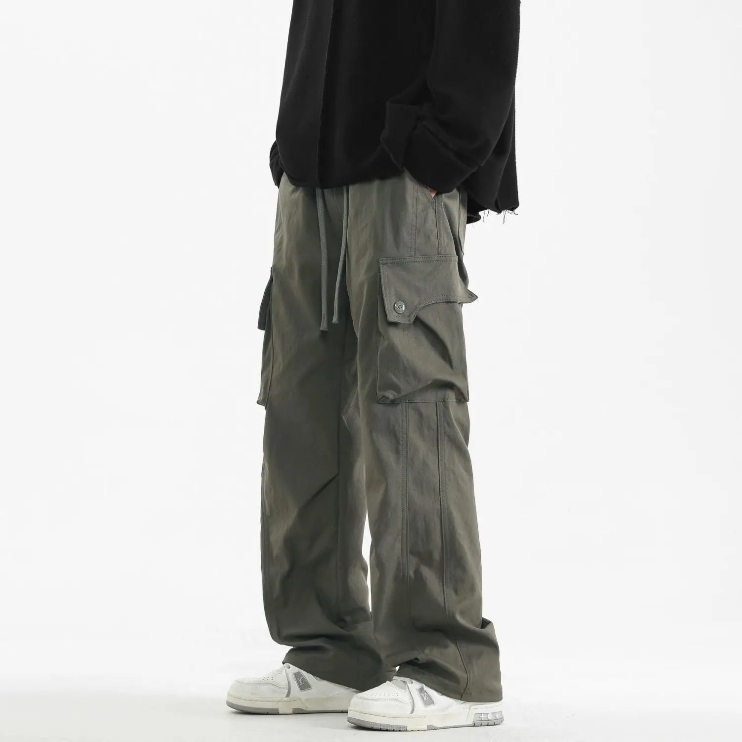

Men's Trendy Versatile American Paratrooper Pocket Cargo Men's Loose Straight Outdoor Functional Casual Trousers