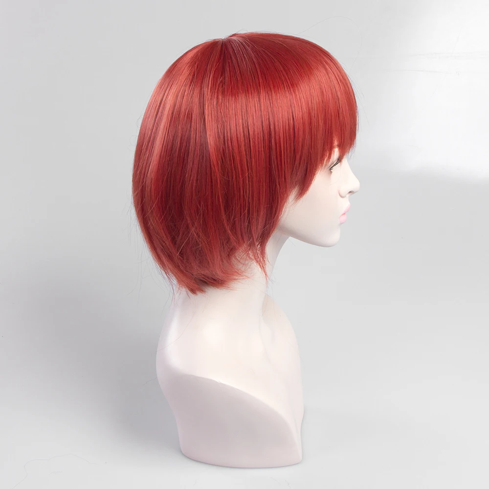 เกมใหม่ดันกันรอนปะ โคอิซูมิ มาฮิรุคอสเพลย์วิกผมสาวสีแดงผมสั้นวิกผมสังเคราะห์ทนความร้อนฮาโลวีนคาร์นิวัลพร็อพ