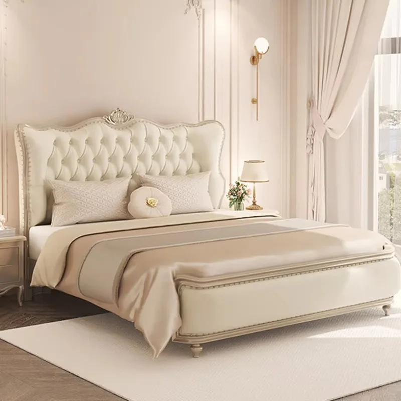 

Modern Whitr Luxury Double Bed Frame King High End Twin Bedroom Bed Frame Headboard Girl Camas Matrimonial Home Furniture