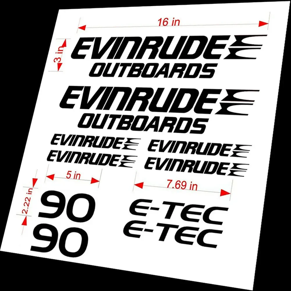 

SET FOR EVINRUDE OUTBOARD E-TEC 90 DECALS ENGINE COVER STICKERS