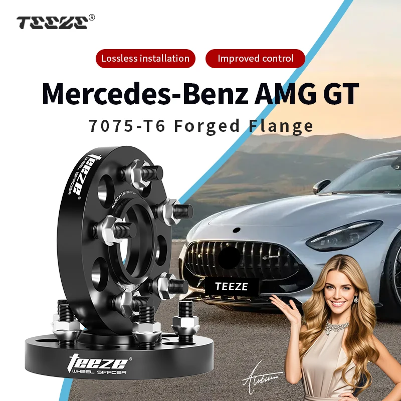 

5x112 66.6 Hub Centric Black Forged Wheel Spacer T6-7075 For Mercedes Benz Amg GT15/20/25/30/35mm With Extended Wheel Bolts