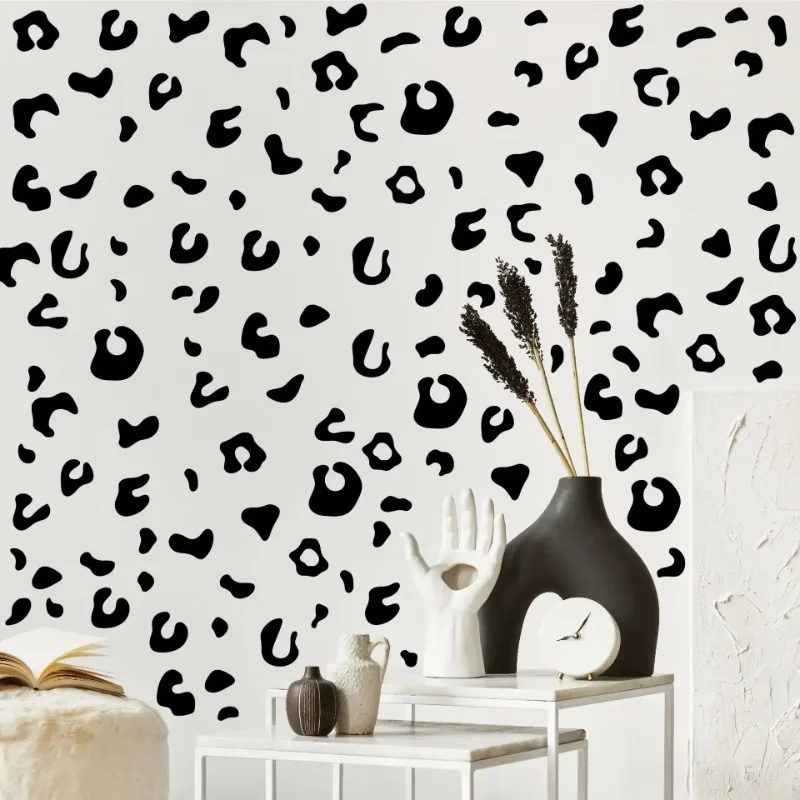 10 Sheets Leopard Print Wall Stickers Irregular Dot Simple Style Black Texture Background Wall Vinyl Decals Home Decoration