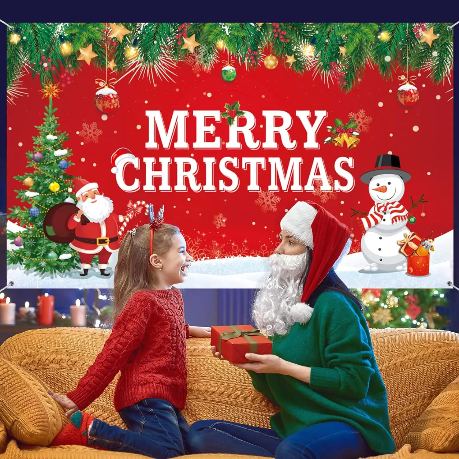 

Merry Christmas Background Decorations For Home 2025 Xmas Ornaments Banner Navidad Noel Natal Gifts New Year Photo Backdrop