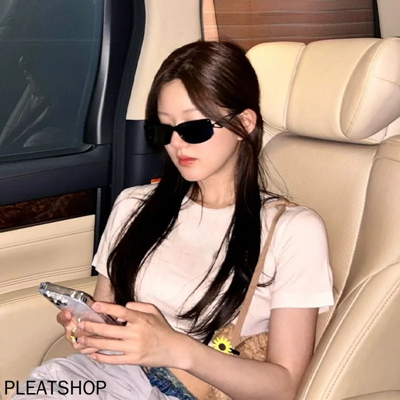 

2025 Fashion Kylie's T-shirt Basic Sports Bottom Cotton T-shirt Exposed Navel Short Sexy Short-sleeved Tight Stretchy Tops