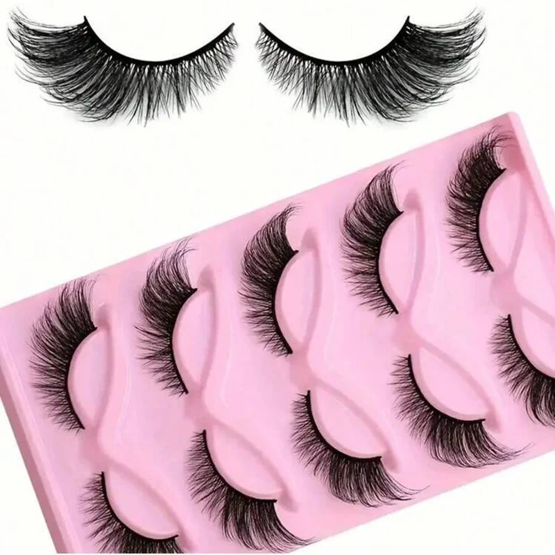 10 Pairs/2 Packs of Cat-Eye Eyelashes, Fluffy Wing-Like Faux Mink and Fox Fur False Eyelashes, Natural Long and Slender Bionic Eyelashes for Beauty Makeup