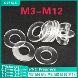 M1.2 M1.4 M1.7 M1.8  M2 M2.5 M3 M4 M5 M6~ M12 Soft/ Hard Plastic Pvc Transparent Insulating Plain Gasket Ring Spacer Flat Washer