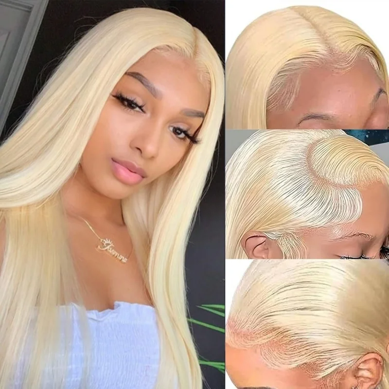13x6 Bionda 613 Parrucche diritte per capelli umani Parrucche in pizzo HD da 38 pollici Parrucche brasiliane in pizzo anteriore a densità 240 per le donne