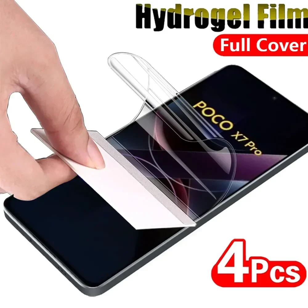 4PCS Hydrogel Film For POCO X7 Pro F6 X6 M6 X4 X5 M3 M4 5G X3 NFC M5 M5S F4 X4 GT C40 C65 F5 Screen Protector Protective Film