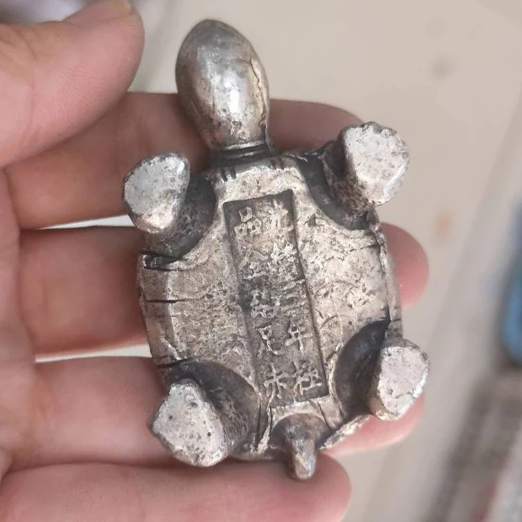 Guangxu Three Year Longevity Turtle Silver Copper Turtle Home Decoration Film and Television Props