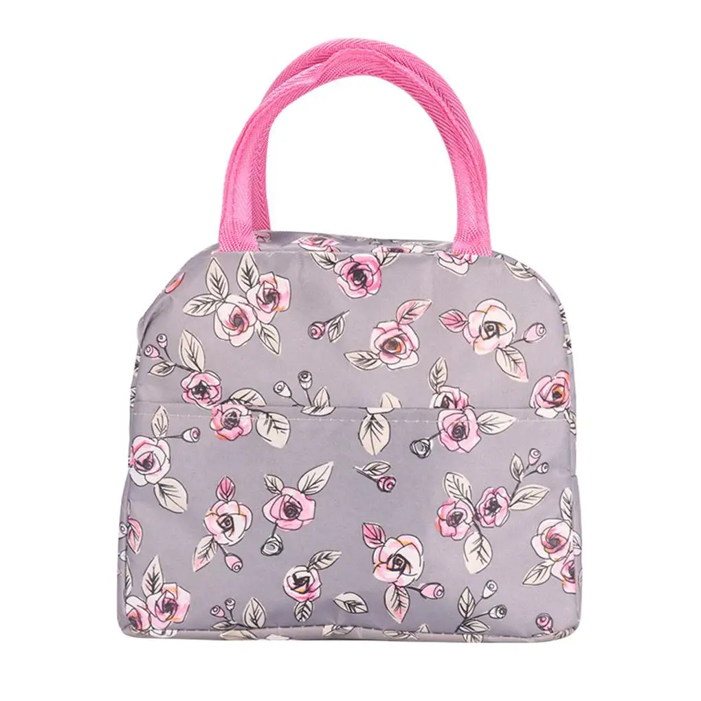 Lunch Bag Rose Pattern Office School Food Storage Bags Carrying Pouches