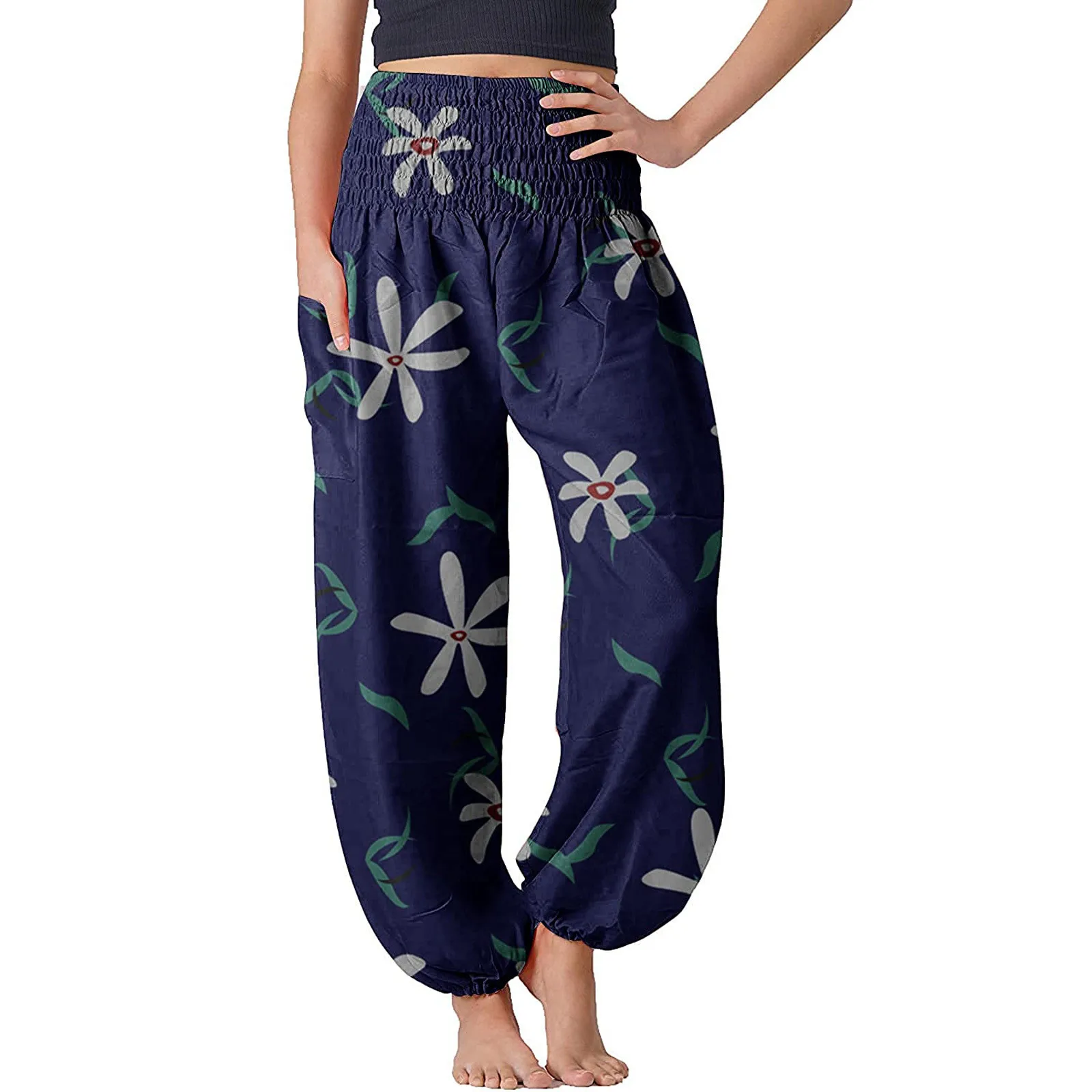 

Womens Harem Pants Boho Vintage Print Loose Yo-Ga Pants Hippie Boho Belly Dance Pants Trousers Baggy Pants Leggings Sportswear