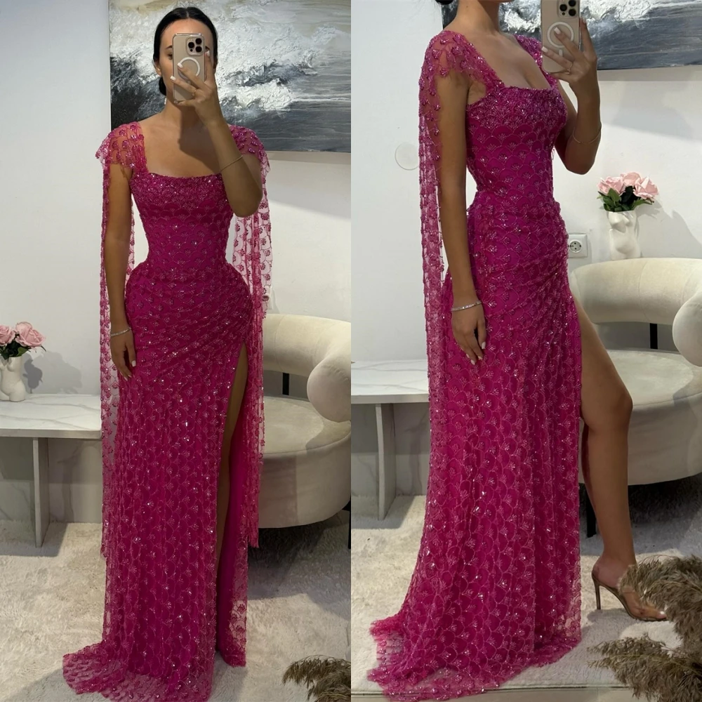 

Customized Luxury Tulle Evening Dress Exquisite Square Collar Prom Dresses Modern Off the Shoulder Special Occasion Gowns