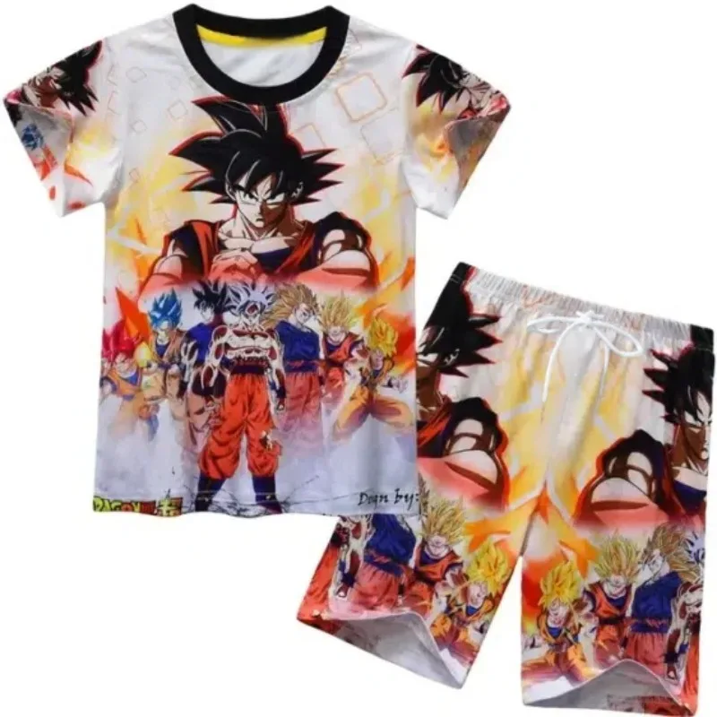 

2026 Summer Japanese Cartoon Dragon Ball Z T-shirt Children Top T-shirt Shorts Two-piece Set for Outdoor Boys T-shirt+shorts Set
