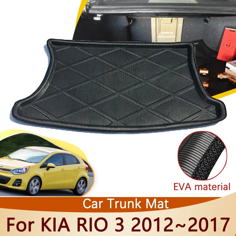 Car Rear Trunk Mats For KIA RIO 3 Hatch 2012 2013 2014 2015 2016 2017 Sedan Accessories Floor Tray Liner Cargo Boot Carpet Auto