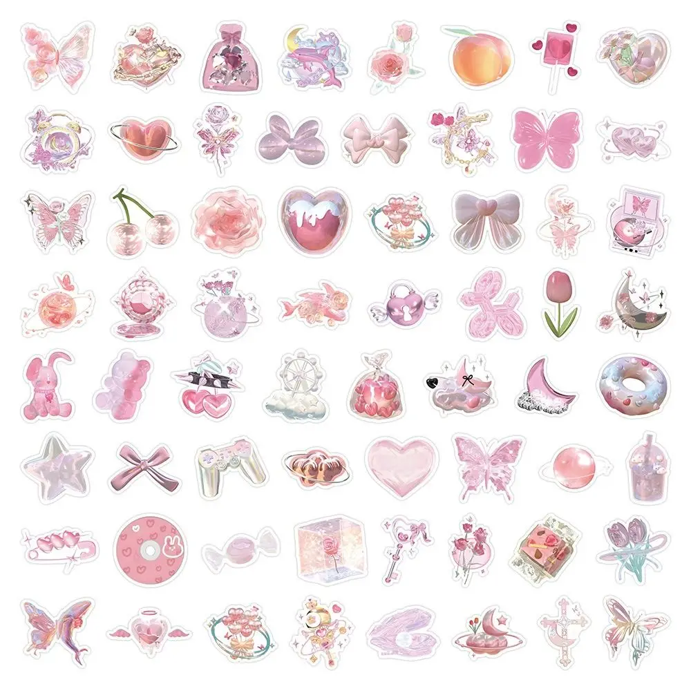 63pcs DIY Crafts Pink Gentle Ballet Sticker Decorative Waterproof Girls Romance Diary Sticker Adhesive INS