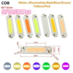 5/10/30Pcs DC 12V 2W Bar COB Light Chip 60x15MM LED COB Strip Light Floodlight Beads White/Red/Green/Blue/Pink/Purple COB Chips