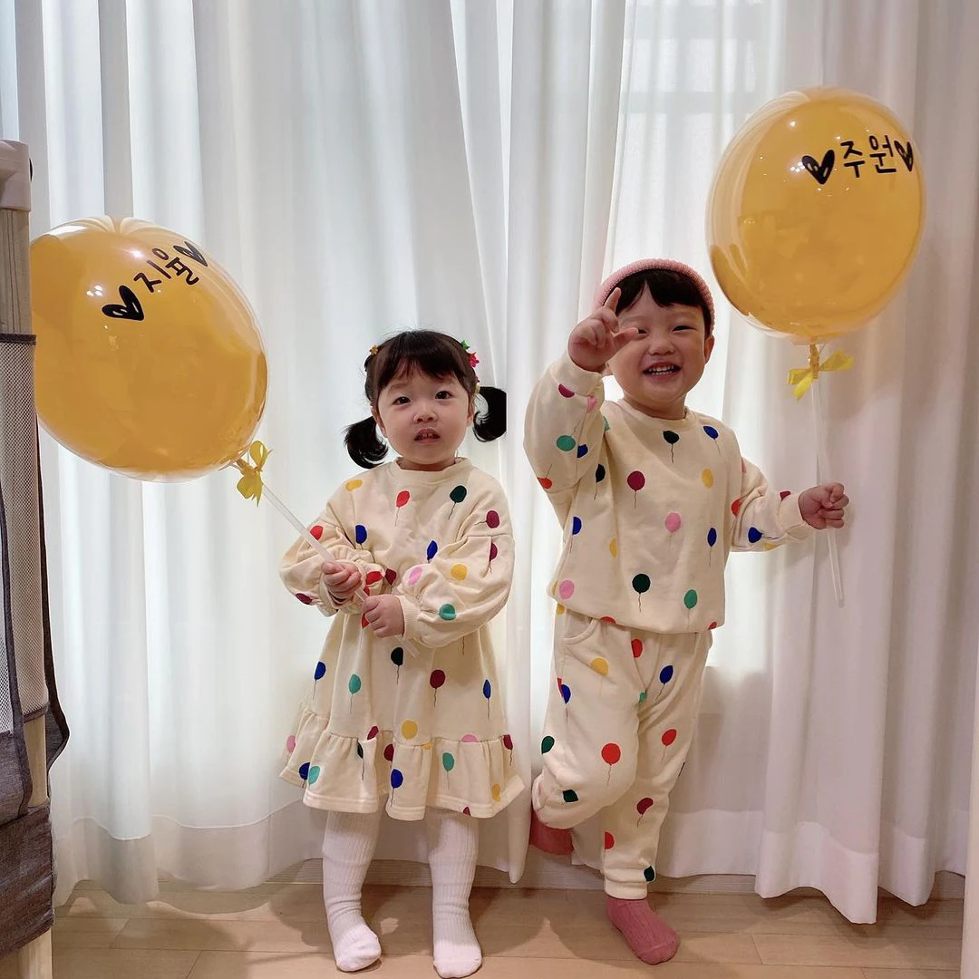 2025 New Baby Clothes Leisure Wear Kids Girl Boys Printed Balloon Cute Pajamas Set Summer Costume Toddler  Suit Home Wear Dress