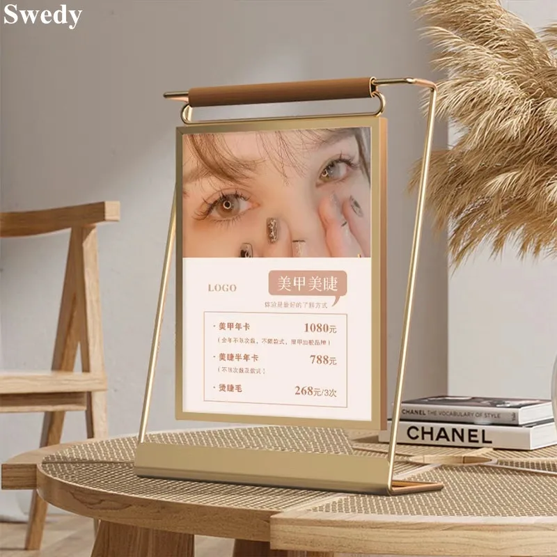 8 Inch Acrylic Menu Sign Holder Display Stand Price Listing Holder Metal Wedding Gift Photo Picture Poster Frame