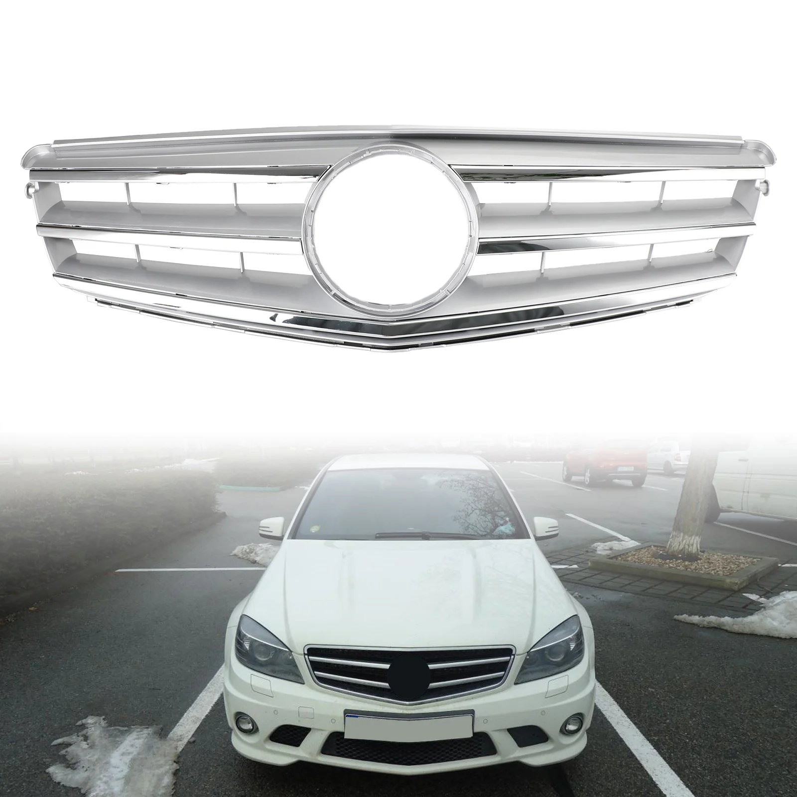 

Front Bumper Grille Fit for Benz C Class W204 W/LED Emblem C300/C350 2008-2014 Chrome